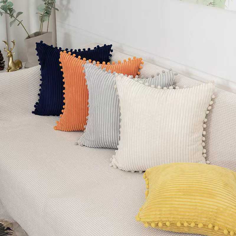 ins Nordic style home fabric model room sofa pillowcase straight corduroy thick back cushion cover