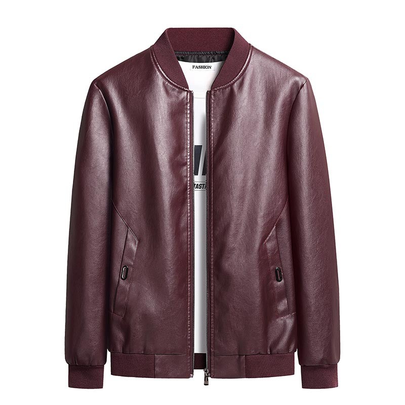Foreign trade leather coat men's autumn new PU leather coat middle-aged men's thin leather jacket casual dad jacket men