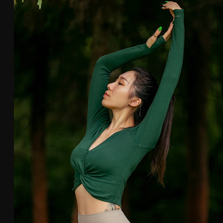 Internet Celebrity Autumn and Winter New Long-sleeved Yoga Top Women's Slim-fit Slimming Sports Pilates Fitness Wear Running Blouse