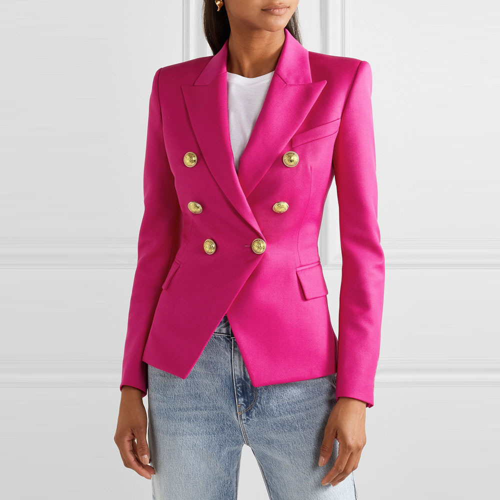 European and American new women's coat 2023 autumn and winter small suit houndstooth suit fashion double breasted coat top