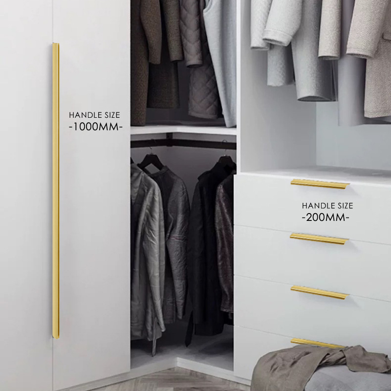 Arc invisible handle Black Gold non-perforated long handle modern simple Drawer Wardrobe cabinet cabinet door handle
