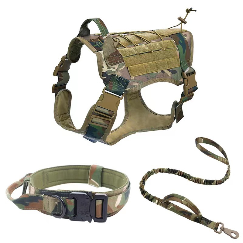In stock dog tactical collar training large dog big dog chest harness dog leash outdoor dog walking vest clothes