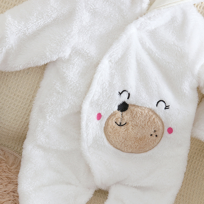 Autumn and Winter Amazon Cross-border Foreign Trade Children's Wear Baby Cartoon Bear Velvet Climbing Wear Thickened Jumpsuit Korean Fashion Edition