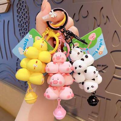 Pig Tower cartoon cute pet little monster jengle keychain exquisite pendant personalized couple bag creative ornaments