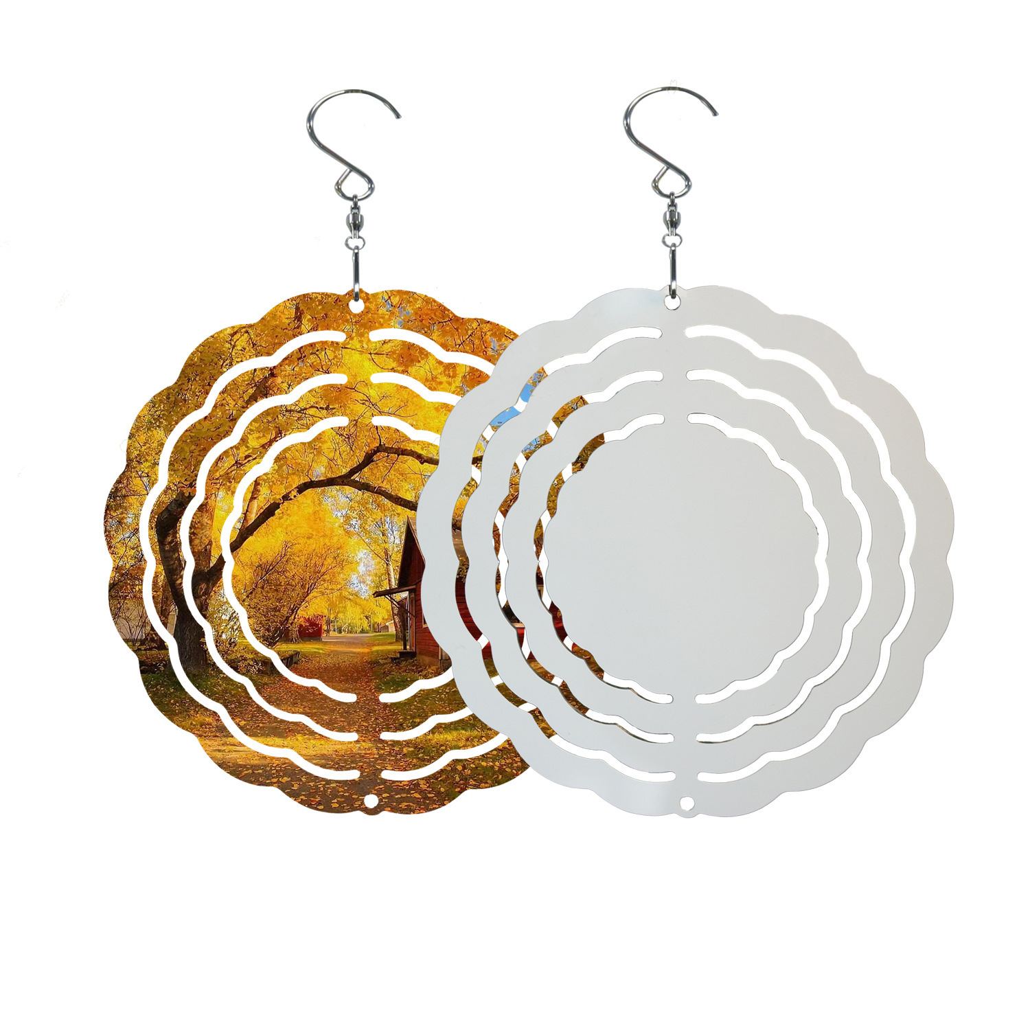 Christmas cross-border aluminum products double-sided white heat sublimation wind chime heat transfer DIY yard decoration