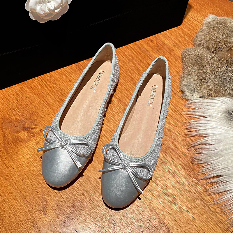 [Su Yinyin Same Style] Classic Return ~ Xiao Xiang Feng Bow Shallow Mouth Single Shoes Women's Flat Shoes Grandma Shoes