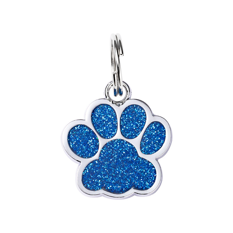 Glitter paw print dog tag zinc alloy pet tag glitter footprint lettering pet card cross-border source metal dog tag