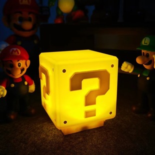 Super Mario LED Question Marks Sound Charging Night Light Square Tile Desktop USB Induction Night Light Cross Border Night Light