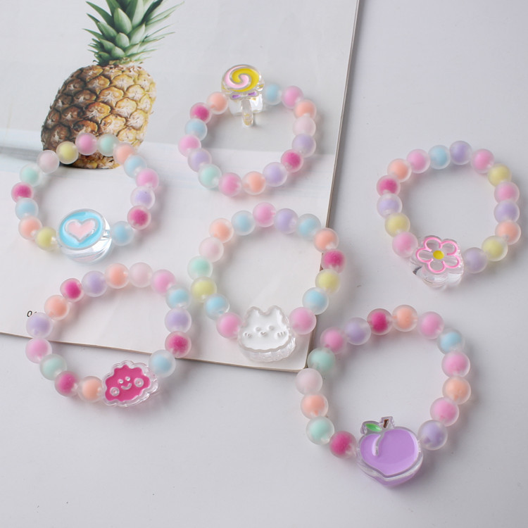 Cross-border hot-selling colorful beaded children's bracelet cute little girl gift animal acrylic love candy bracelet