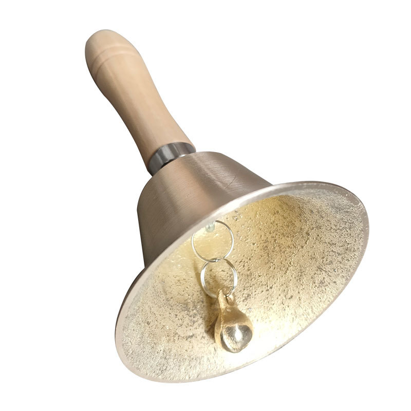 Teaching copper wooden handle hand bell 8cm small class bell children adult students percussion instrument Christmas pet Bell