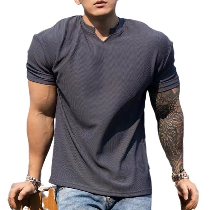 Summer new 280g heavy texture shoulder pad sleeve large anti-wrinkle quick-drying fitness clothing sports short sleeve T-shirt men