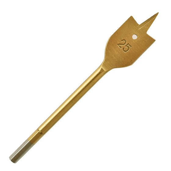 Three-pointed woodworking flat drill 10-25mm woodworking hole opener 6PCs suit hexagonal handle titanium-plated wood drilling bit