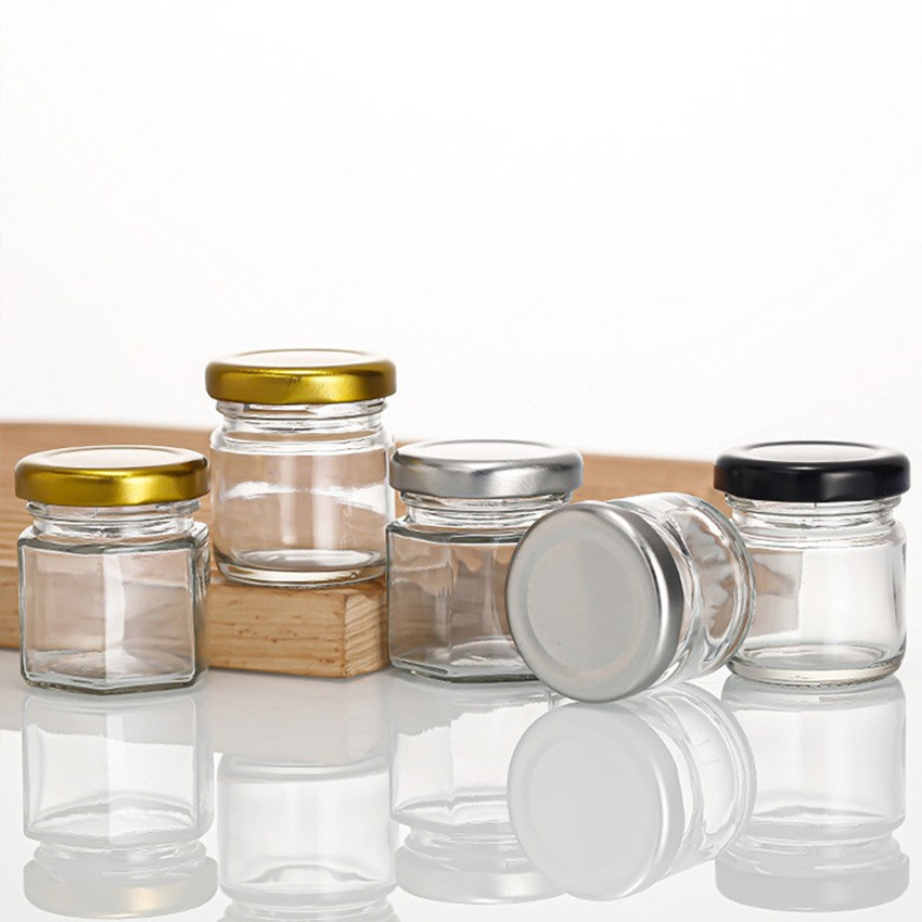 Factory direct 45 six-sided glass bottle honey bottle jam bottle Pickles canned Mini small 25 honey bottles