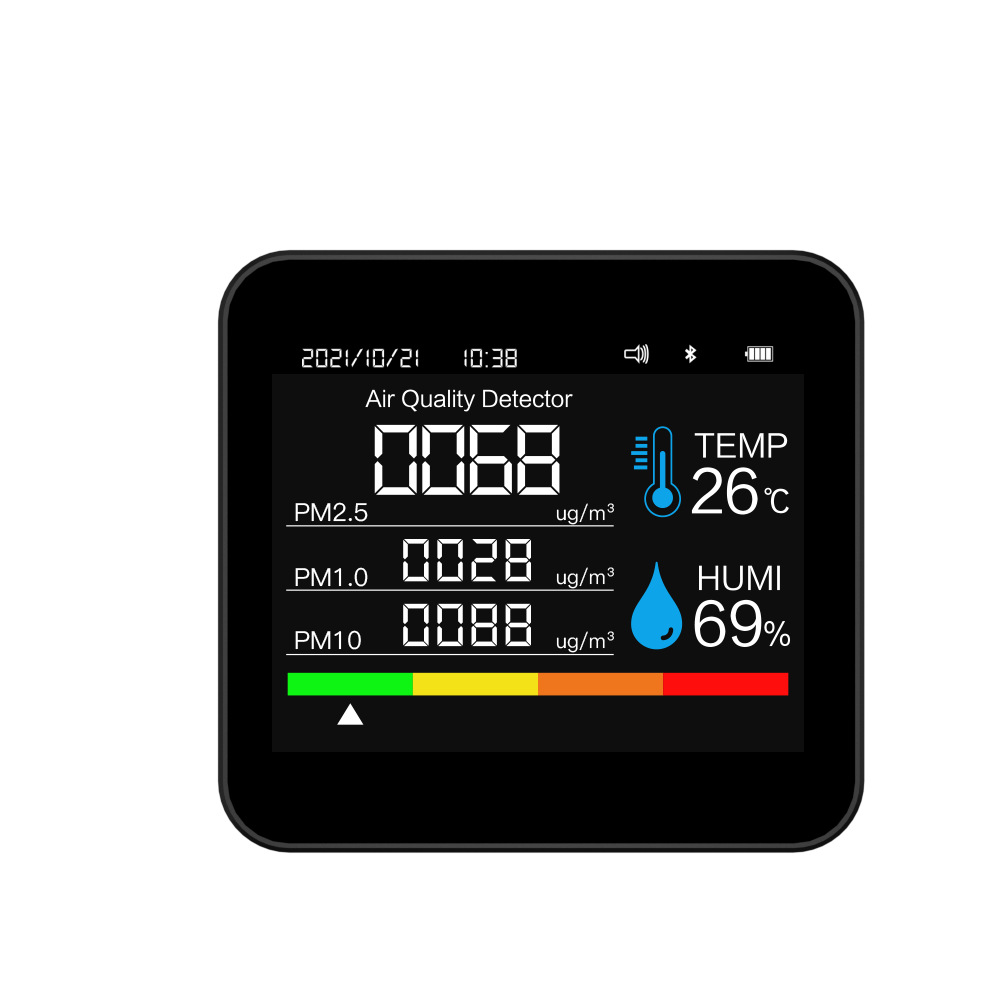 Bluetooth 9-in-1 carbon dioxide CO2 detector household PM2.5 air quality dust air pollutant detection