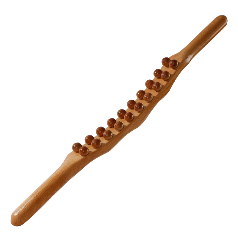 Double-row 20-bead tendon rolling stick full-body massage stick household a universal scraping stick for pushing back and rubbing abdomen tool for tendon rolling stick