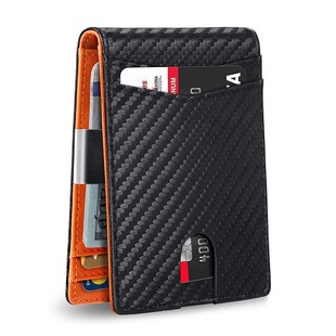 Foreign trade cross-border Microfiber leather multi-card anti-theft wallet card holder men's beauty gold clip men's carbon fiber wallet wallet