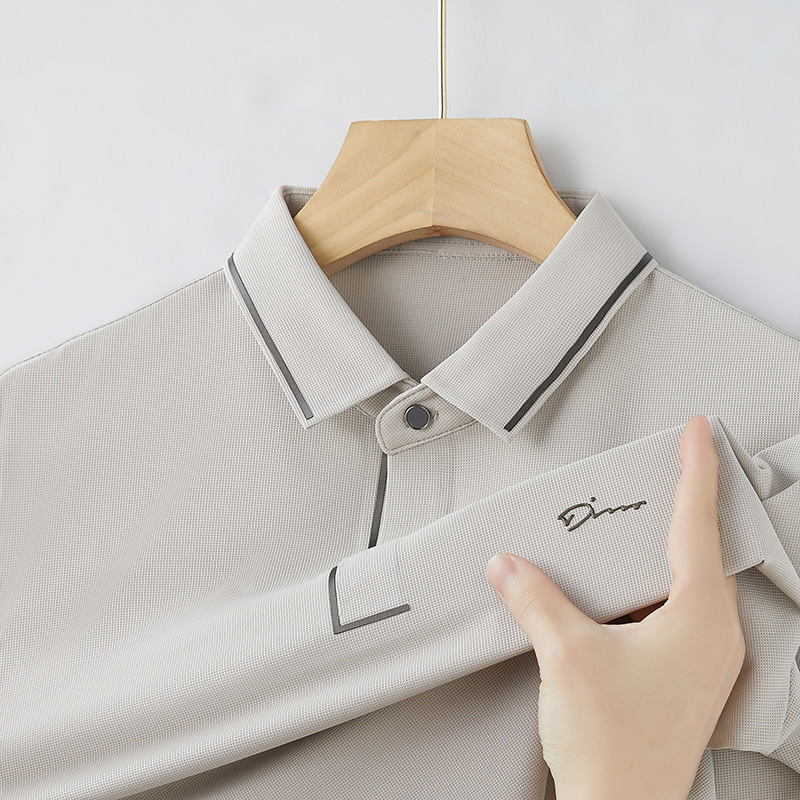 High-end Men's Polo Shirt Ice Silk Non-marking Short-sleeved T-shirt Business Casual Solid Color Half-sleeved Lar Polo Shirt Men's Clothing