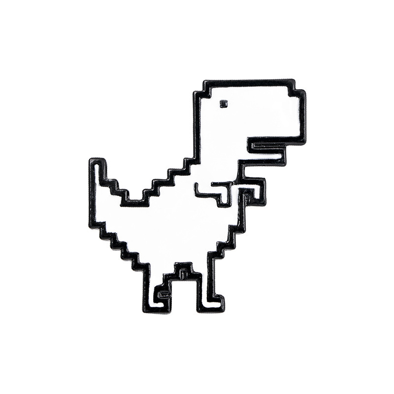 European and American Cartoon Pixel Wind Alloy Animal Jewelry Jurassic White Dinosaur Shape Oil Drop Brooch Bag Buckle Accessories