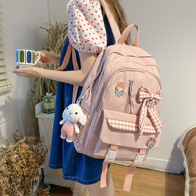 Primary School students three to five and six grade schoolbag girl bow cute sweet junior high school students backpack
