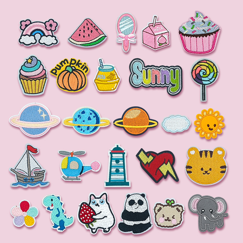 Cartoon Anime Rainbow English Embroidery Cloth Stickers Can be Ironed No Sewing Patch Clothes Repair Hole Repair DIY Decoration