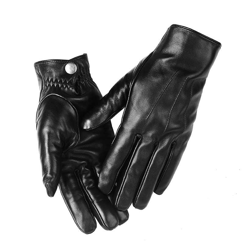 Cross-border Leather Gloves Men's Winter Fleece-lined Thickened Warm Touch Screen Lambskin Gloves Riding Driving Motorcycle