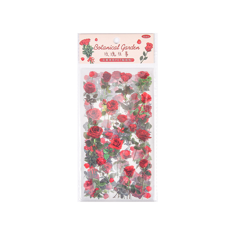 Retro plant flower pet stickers hand account waterproof children paste water Cup decorative material pattern diy small stickers