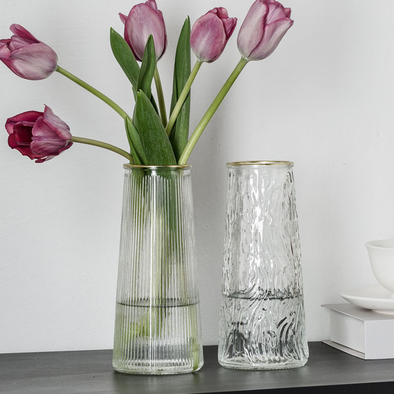 European-style simple creative transparent glass vase high-grade rose flower bottle ins style living room flower arrangement ornaments