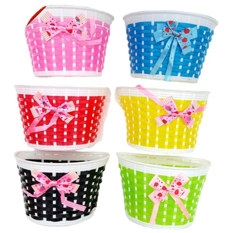Small Small Scooter Bicycle Semi-handmade Braided Basket Anti-pressure Boutique Car Basket Plastic Braided Riding Supplies