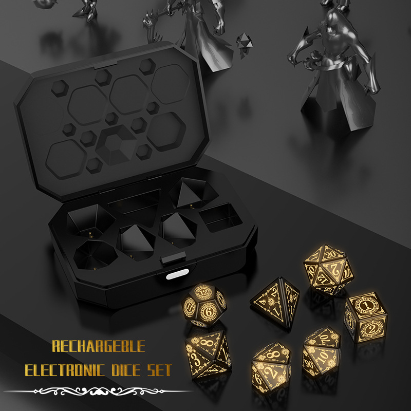 Amazon explosions LED luminous DND dice Dungeons and Dragons seven set dice warm light breathing light dice