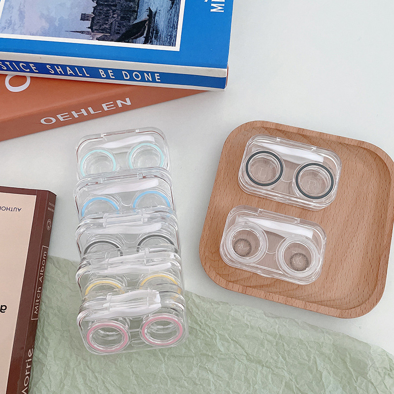 No need to screw lid beauty pupil box integrated transparent ins style simple compact contact lens companion box care box