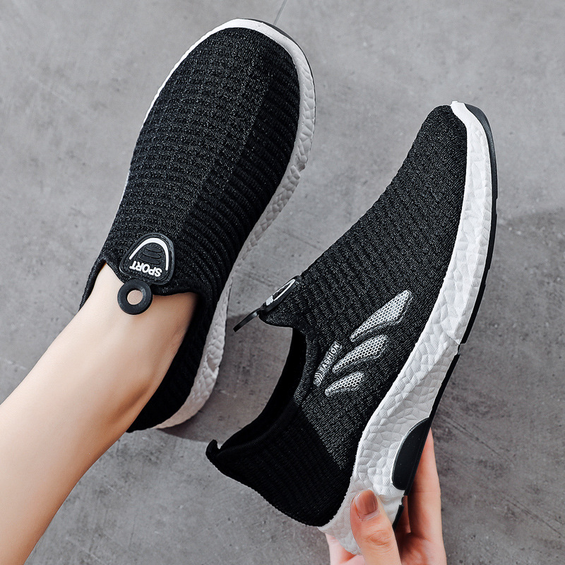 Sports Casual Shoes Women's Autumn New Fashion All-match Low-top Flying Weaving Jogging Slip-on Women's Shoes Walking Shoes Wholesale