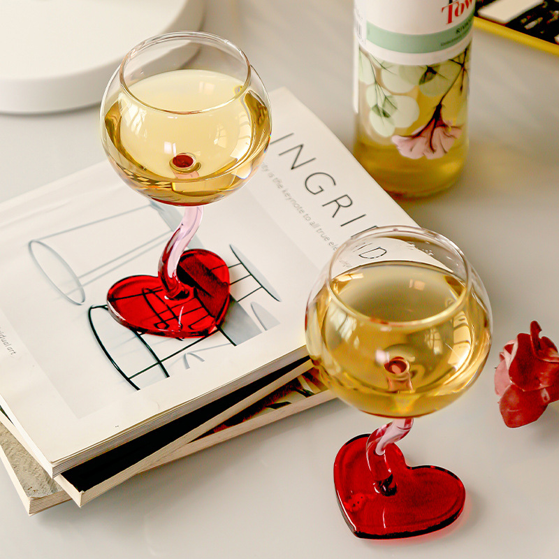 Online red high-looking love white wine goblet red wine glass household light luxury high-end Valentine's Day wedding gift