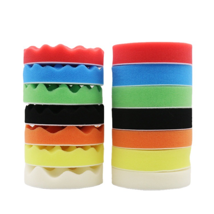 Car beauty sponge wheel polishing disc suit self-adhesive flat wave sponge ball polishing wheel waxing polishing pad