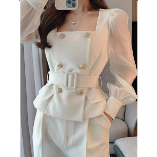 Suit suit Women's Autumn and Winter 2024 New Style Temperament Goddess Style Top Wide Leg Pants Single Piece suit