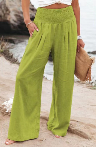 Women's Casual Pants Casual Style Cotton Handmade Mid-Waist 2025 Spring and Summer Amazon European and American Cross-Border Pants
