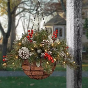 Cross Border Christmas Hanging Basket Wreath Independent Station Christmas Holiday Decorations Christmas Wreath Artificial Christmas Hanging Basket