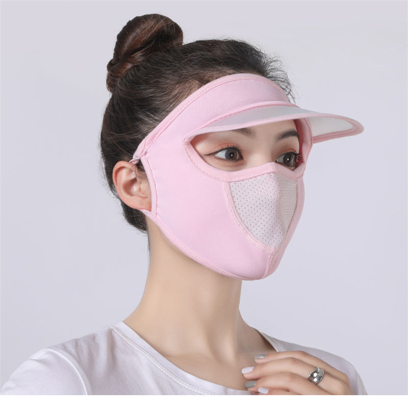 Summer big sale New Ice Silk thin sunscreen mask with hat brim breathable washable sunshade mask for men and women