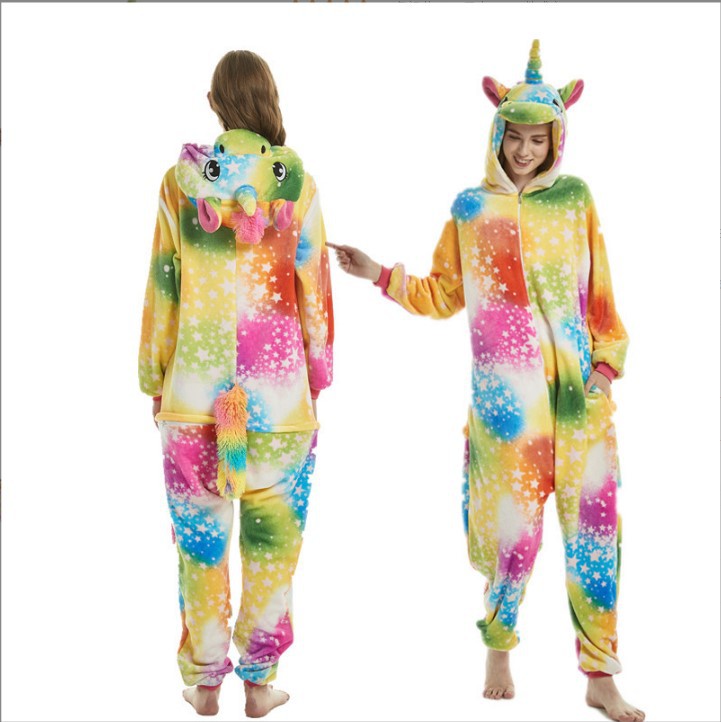 Autumn and Winter Flannel Xuebao Men and Women Cartoon Animals Snowman Snowmonster Anime Siamese Pajamas Adult Children Home Clothes
