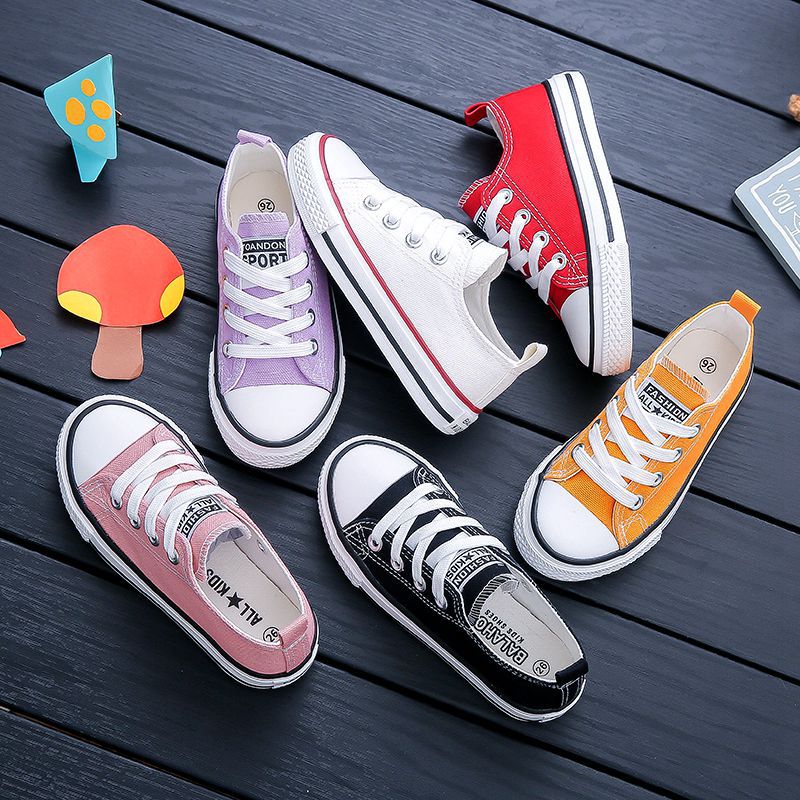 Wholesale parent shoes boys and girls lace small white children's casual canvas shoes baby skate shoes sneakers 2024