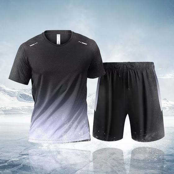 New Suit Quick-drying Suit Men's and Women's Sports Outdoor Running Short-sleeved Large Size Casual Suit Ice Silk Cool Quick-drying Suit