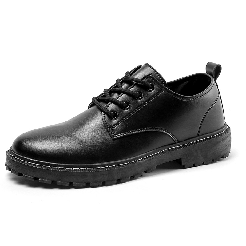 Summer Casual Leather Shoes Men's Breathable Black British Style Business Dress Youth Round-toe Suit Big-toe Shoes Men's Shoes