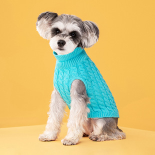 Autumn and Winter new fashion candy color sweater dog cute pet warm clothes solid color twist knitted pullover wholesale