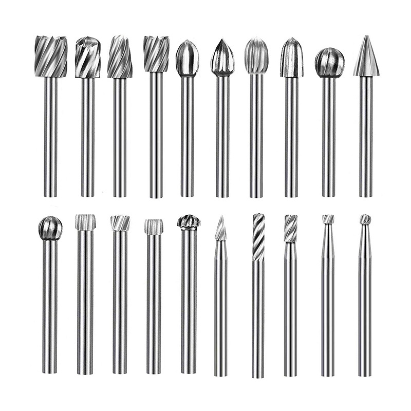 20-piece set of woodworking high-speed steel rotating file Electric Electric electric grinding woodworking carving grinding grinding head milling cutter accessories set