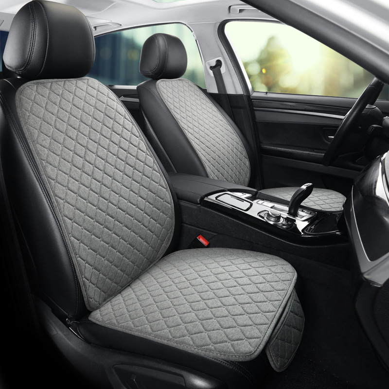 Car seat cushion four seasons universal tie-free non-slip single backrest three-piece set of five-seat linen seat cushion a generation of hair