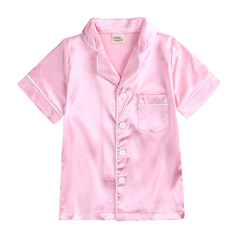 Cross-border Supply Summer Children's Silk-like Home Clothes Boys and Girls Silk Baby Ice Silk Pajamas Set