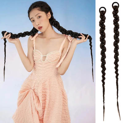 Non-state dirty braid realistic anchor TikTok powder suction artifact European and American style boxing braid twist braid ponytail wig braid