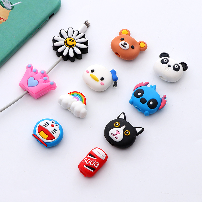 Factory wholesale cartoon pvc soft rubber bite anti-break charging data cable protective sleeve bite Winder