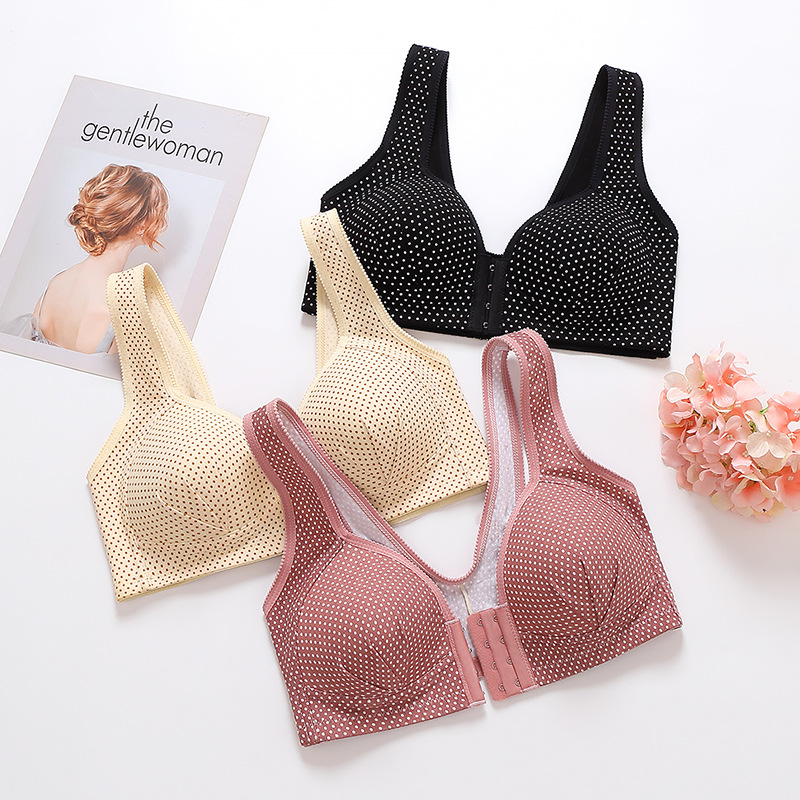 Cross-border Large Size Front Button-up Gypsophila Adjustable Accessory Breast Thin Mould Cup for Middle-aged and Elderly Women Printed Side Collector Corset