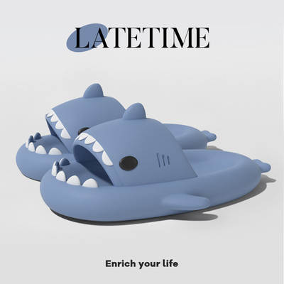 Cross-border popular 2 generation shark slippers 4cm thick bottom tiger claw sole cute cartoon soft bottom non-slip couple sandals