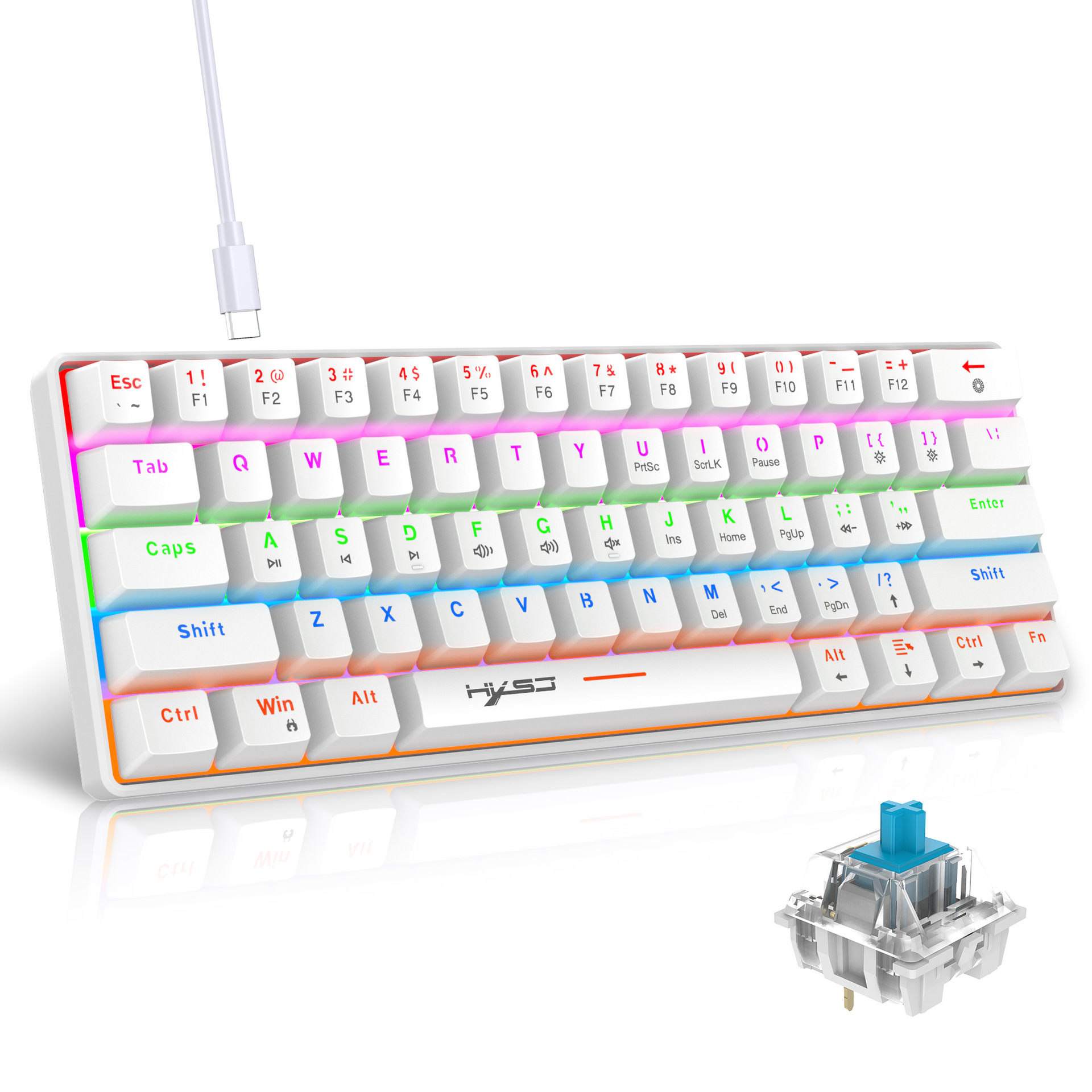 V900 Wired Mechanical Keyboard Various Lighting Colorful 61key Green Axis Office Keyboard Gaming keyboad